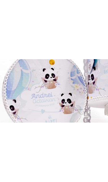 Trusou de botez cu ursuletul Panda ursul polar si baloane de aer cald Panda 9